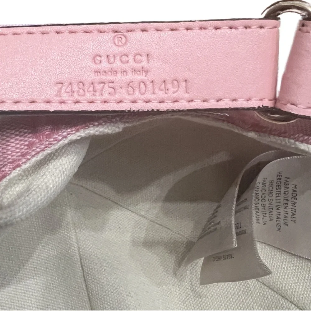 Gucci Pink GG Monogram Canvas Cotton Baseball Cap Hat - Picture 7 of 10